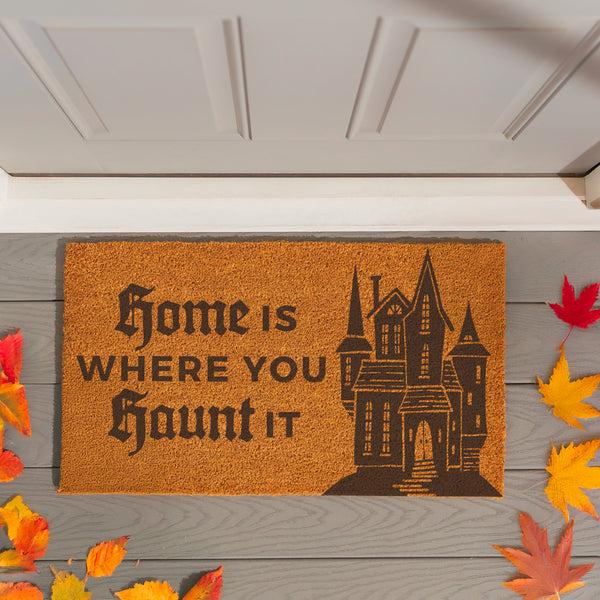 Plow & Hearth Haunted House Coir Mat "Home Is Where You Haunt IT" 28"x16"