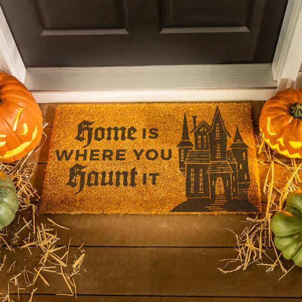 plow & hearth Haunted House Coir Mat "Home is Where You Haunt IT" 28"x16"