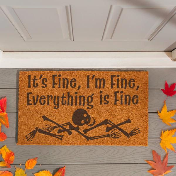 Plow & Hearth Haunted House Coir Mat "It's Fine I'm Fine Everything Is Fine" 28"x16"