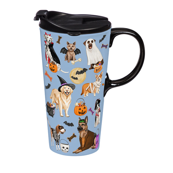 Plow & Hearth Haunted House Dogs In Costumes Ceramic Perfect Cup 17oz Gift Box