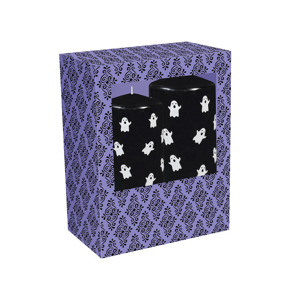 Plow & Hearth Haunted House Ghost Pillar Wax Candle Set Of 2