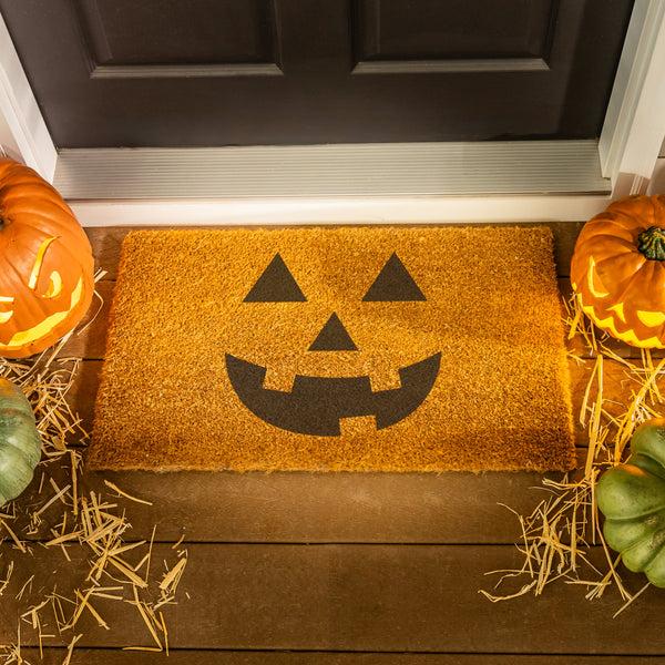 plow & hearth Haunted House Jack Lantern Coir Mat 28"x16"