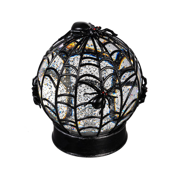 Plow & Hearth Haunted House Spider Web LED Water Globe 7.5"H