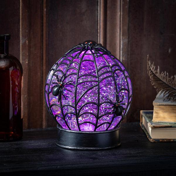 plow & hearth Haunted House Spider Web LED Water Globe 7.5"H