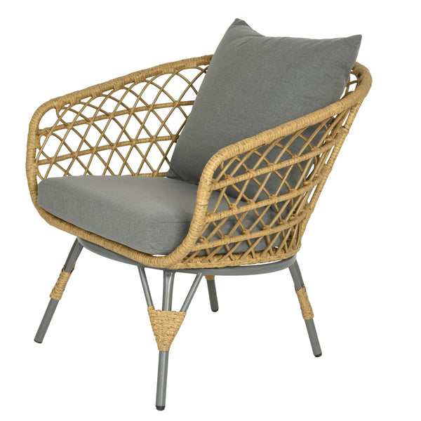 Plow & Hearth Havana Wicker Seating Set With Cushions And Table 3-Piece Set