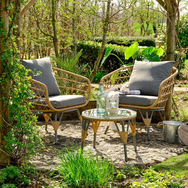 Plow & Hearth Havana Wicker Seating Set With Cushions And Table 3-Piece Set