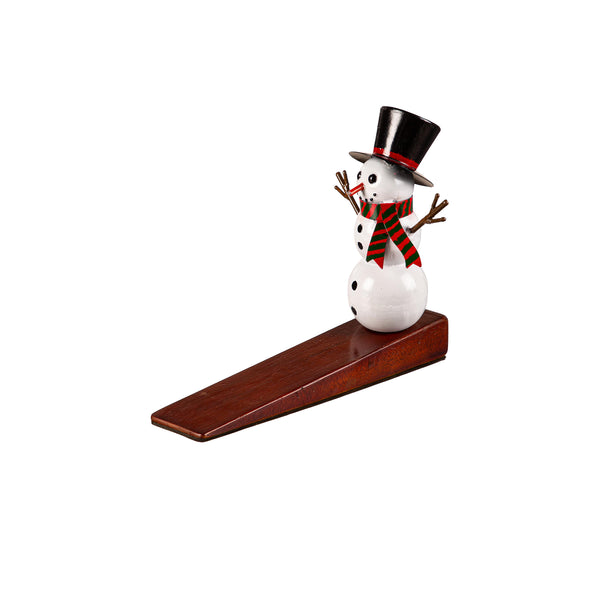 plow & hearth Heartfelt Cheer Door Decor Metal Handcrafted Snowman Door Stopper
