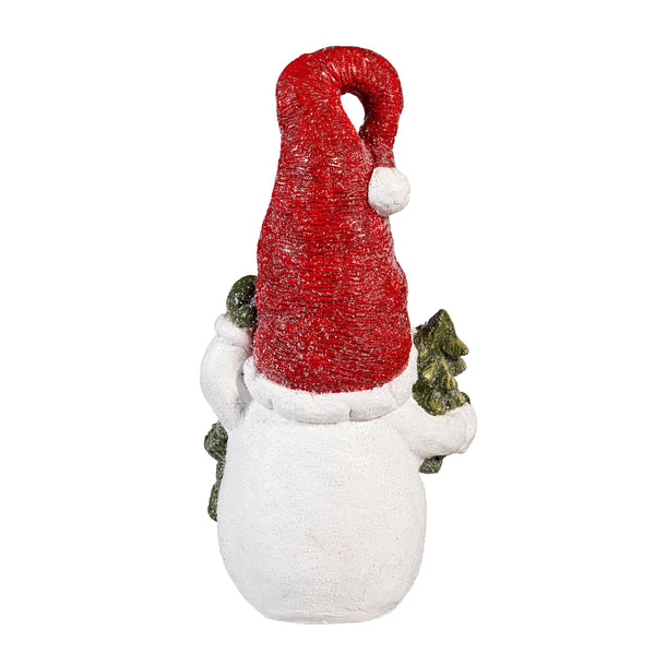 Plow & Hearth Heartfelt Cheer Garden Statue LED Resin Statue Glittering Snowman 18"H
