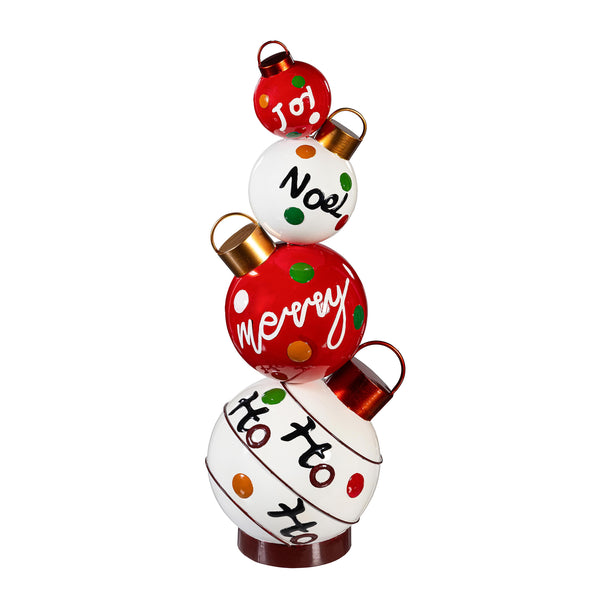 Plow & Hearth Heartfelt Cheer Garden Statue Metal Statue Festive Stacked Ornament 29"H