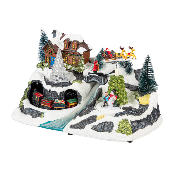 Plow & Hearth Heartfelt Cheer LED Table Decor Plastic Christmas Winter Scene Motion And Music 13.5"L