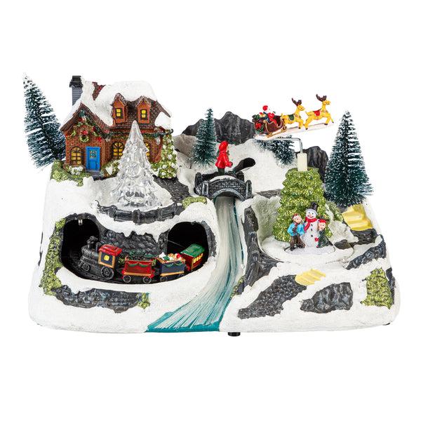 Plow & Hearth Heartfelt Cheer LED Table Decor Plastic Christmas Winter Scene Motion And Music 13.5"L