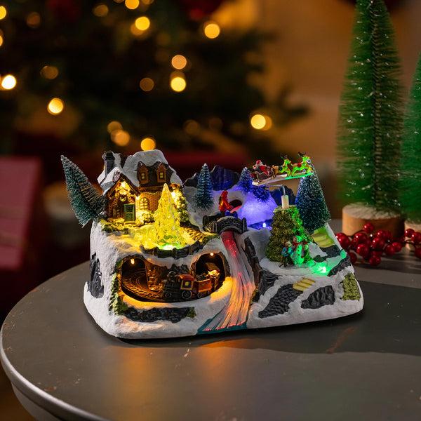 plow & hearth Heartfelt Cheer LED Table Decor Plastic Christmas Winter Scene Motion and Music 13.5"L