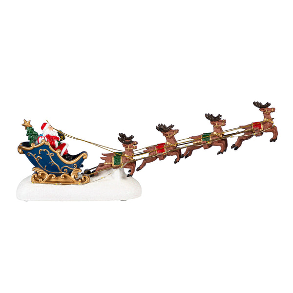 Plow & Hearth Heartfelt Cheer LED Table Decor Santa Sleigh Plastic Chasing Lights 13.5"L