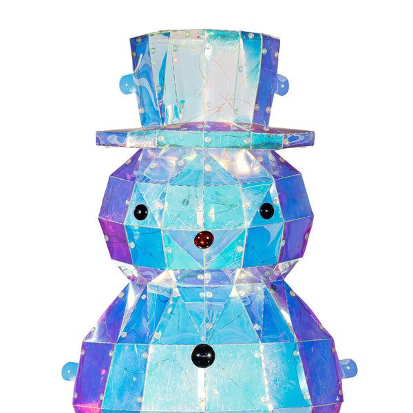 Plow & Hearth Heartfelt Cheer Porch Leaner LED PVC Porch Leaner Iridescent Snowman 35.5"H
