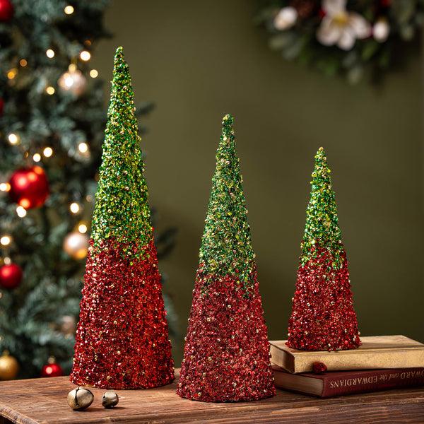 plow & hearth Heartfelt Cheer Table Décor Glitter Conical Paper Set