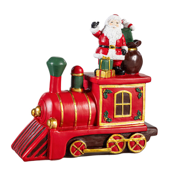 Plow & Hearth Heartfelt Cheer Table Décor Santa On Train Resin 7.5"H