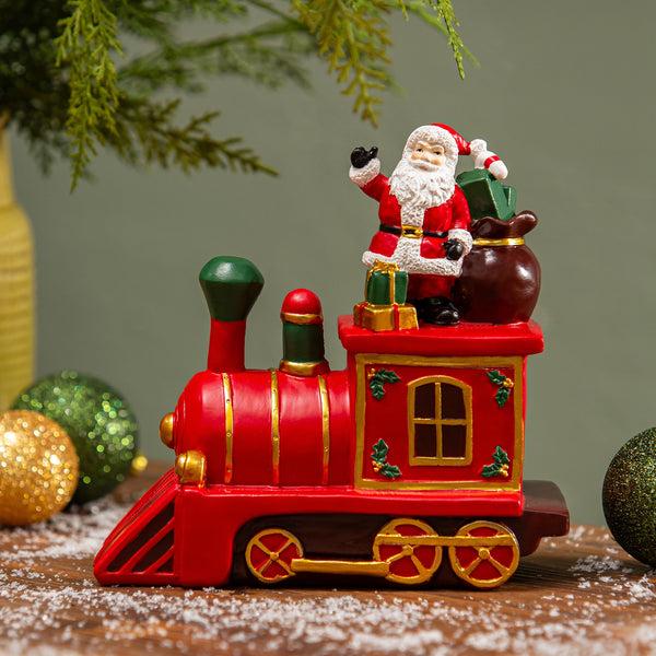 plow & hearth Heartfelt Cheer Table Décor Santa on Train Resin 7.5"H
