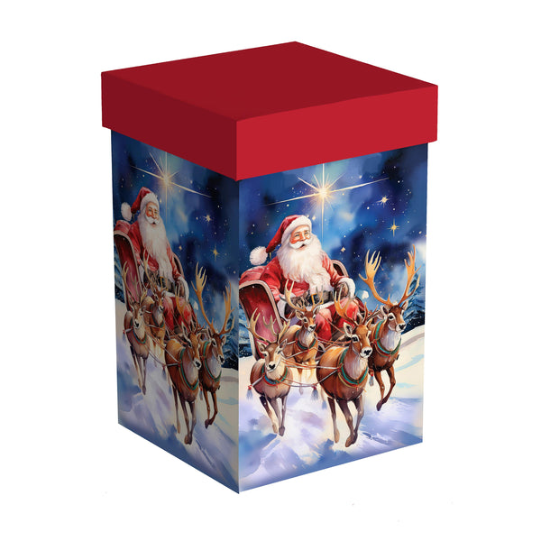 Plow & Hearth Heartfelt Cheer Travel Cup Ceramic Perfect Cup Santa And Reindeer 17oz Gift Box
