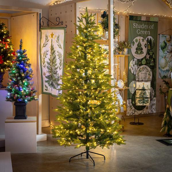 plow & hearth Heartfelt Cheer Tree Artificial LED Spruce 400 Lights 84"H