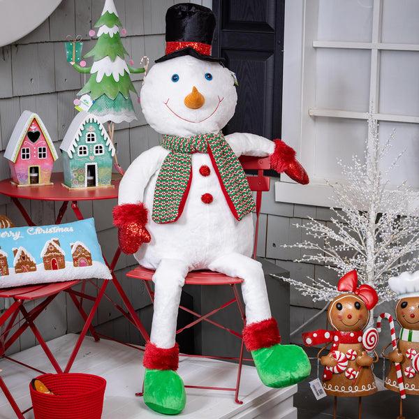 plow & hearth Heartfelt Cheer Tree Décor Dinner with Snowman Fabric Décor 60"H