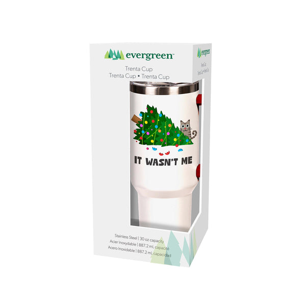 Plow & Hearth Heartfelt Cheer Tumbler Stainless-Steel Trenta Cup W/ Straw Cat 30oz Gift Box