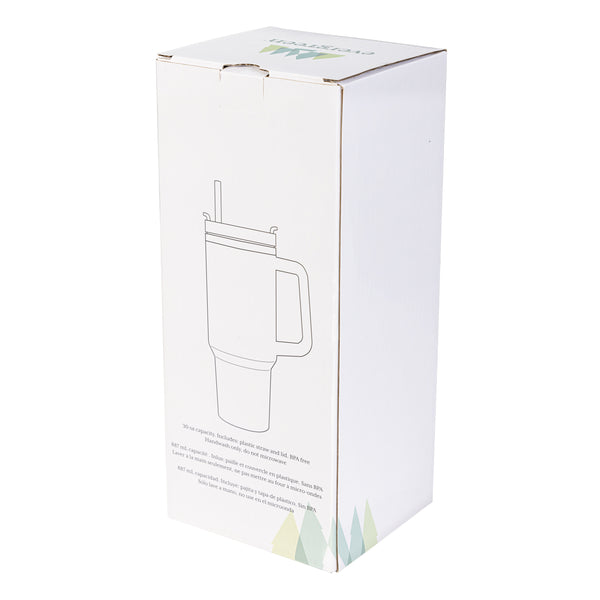 Plow & Hearth Heartfelt Cheer Tumbler Stainless-Steel Trenta Cup W/ Straw Dog 30oz Gift Box
