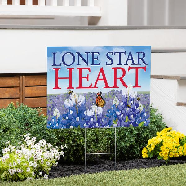 Plow & Hearth Hearts In Action For Texas Yard Sign "Lone Star Heart"