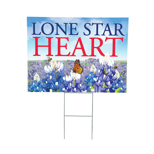 Plow & Hearth Hearts In Action For Texas Yard Sign "Lone Star Heart"