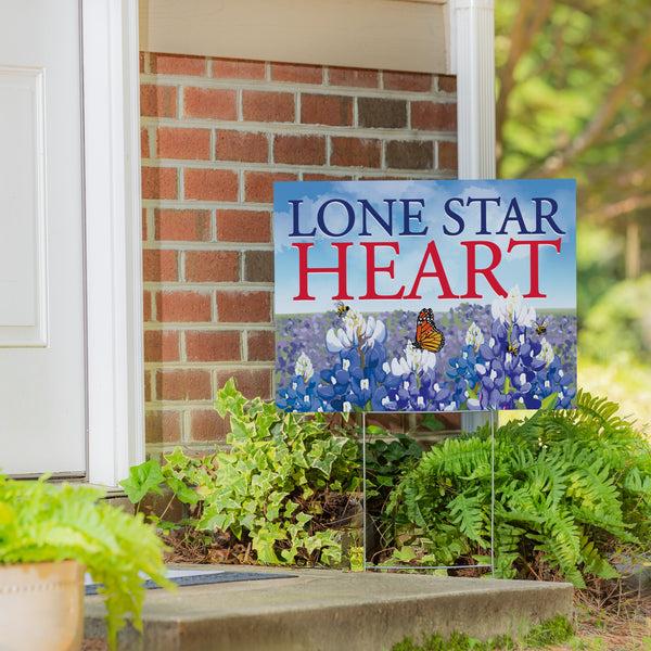 plow & hearth Hearts in Action for Texas Yard Sign "Lone Star Heart"