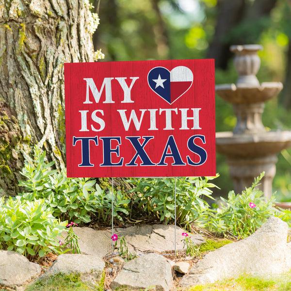Plow & Hearth Hearts In Action For Texas Yard Sign "My Heart Is With Texas"