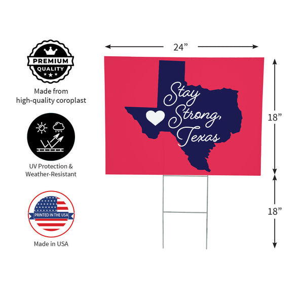 Plow & Hearth Hearts In Action For Texas Yard Sign "Stay Strong Texas"