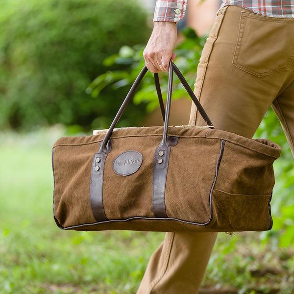 Plow & Hearth Heavy Duty Canvas Log Carrier And Steel Stand Set