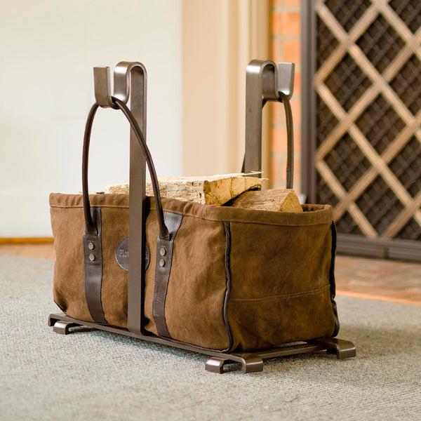 plow & hearth Heavy Duty Canvas Log Carrier And Steel Stand Set