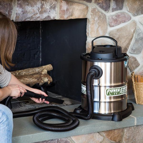 Plow & Hearth Heavy-Duty Fireplace Warm Ash Vacuum With Two Filters And Accessory Kit