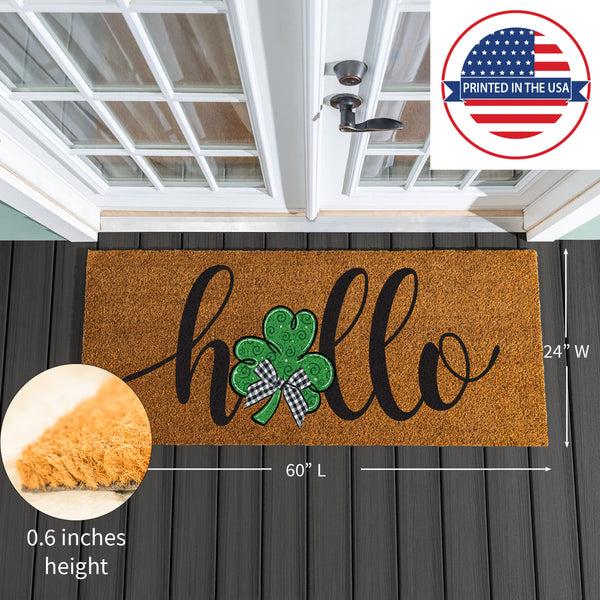 Plow & Hearth Hello Shamrock Extra Large Coir Mat 60"x24"