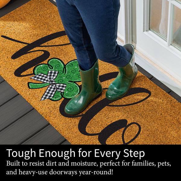 Plow & Hearth Hello Shamrock Extra Large Coir Mat 60"x24"