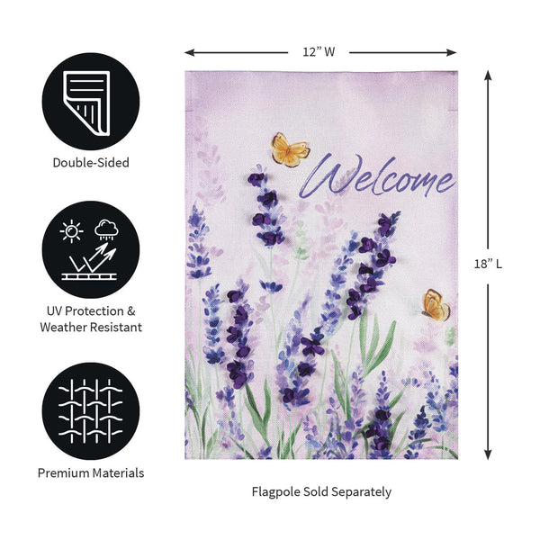 Plow & Hearth Hello Spring Lavender Burlap Garden Flag