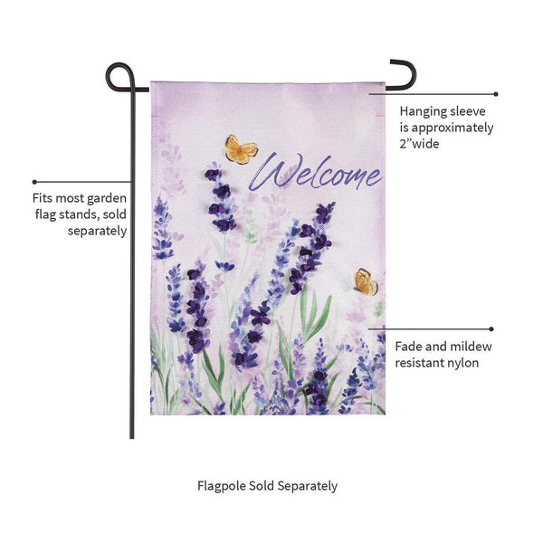 Plow & Hearth Hello Spring Lavender Burlap Garden Flag