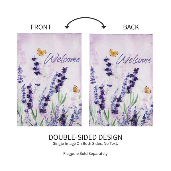 Plow & Hearth Hello Spring Lavender Burlap Garden Flag