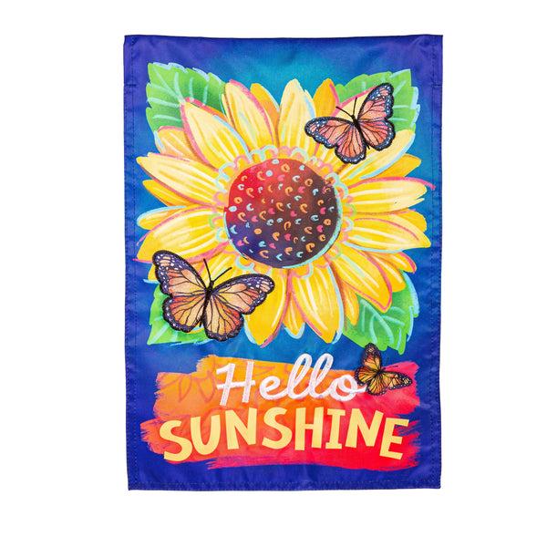 Plow & Hearth Hello Sunshine And Butterflies Applique Garden Flag
