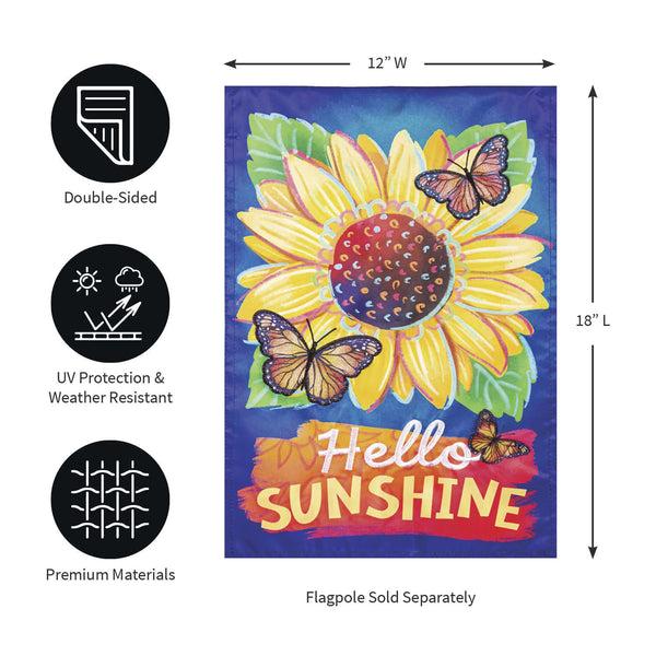 Plow & Hearth Hello Sunshine And Butterflies Applique Garden Flag