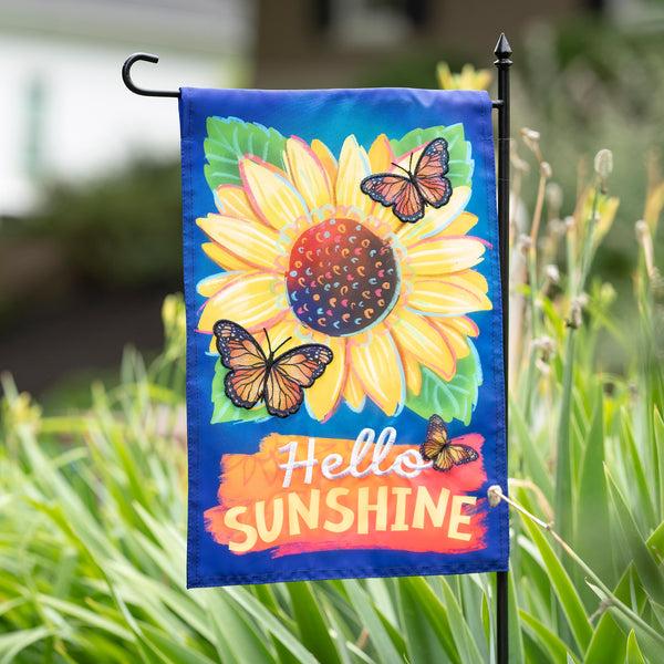plow & hearth Hello Sunshine and Butterflies Applique Garden Flag