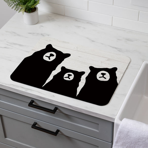 Plow & Hearth High Country Bear Trio Drying Mat 20"x15"