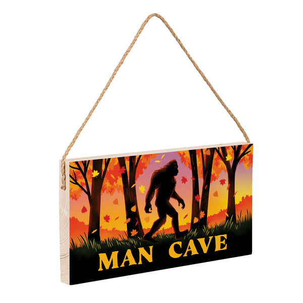 Plow & Hearth High Country Bigfoot Hanging Sign "Man Cave" 11"x6"