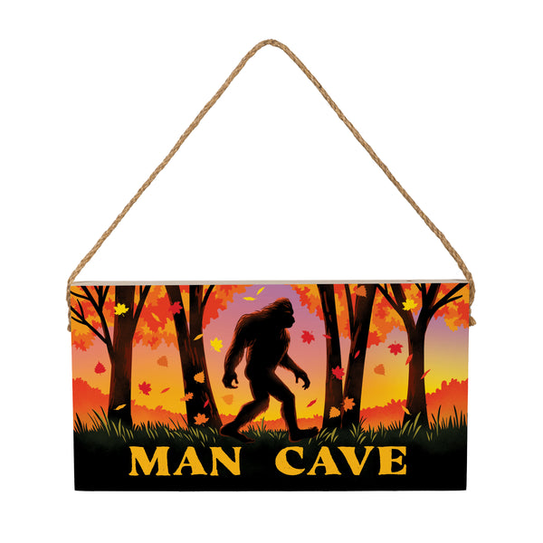 Plow & Hearth High Country Bigfoot Hanging Sign "Man Cave" 11"x6"