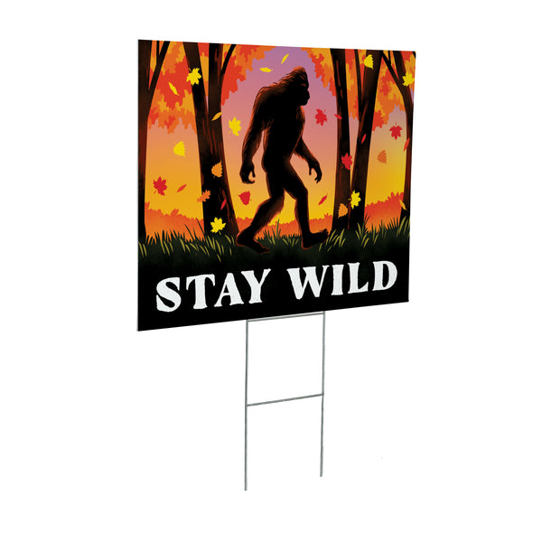 Plow & Hearth High Country Bigfoot Yard Sign "Stay Wild" 24"x18"