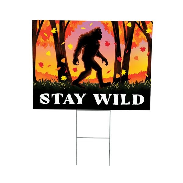 plow & hearth High Country Bigfoot Yard Sign "Stay Wild" 24"x18"