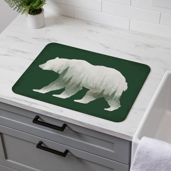 plow & hearth High Country Painting Drying Mat Bear 20"x15"