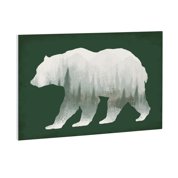 Plow & Hearth High Country Painting Indoor Wall Décor Wood Bear 24"x16"