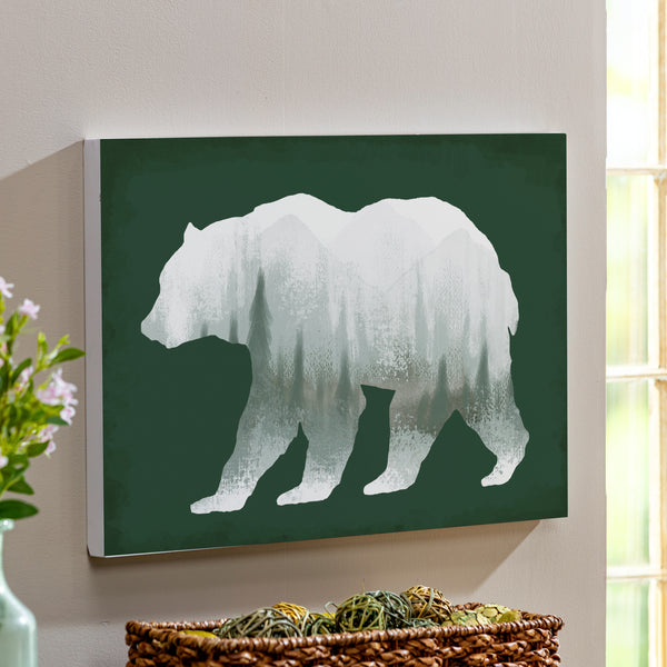 plow & hearth High Country Painting Indoor Wall Décor Wood Bear 24"x16"